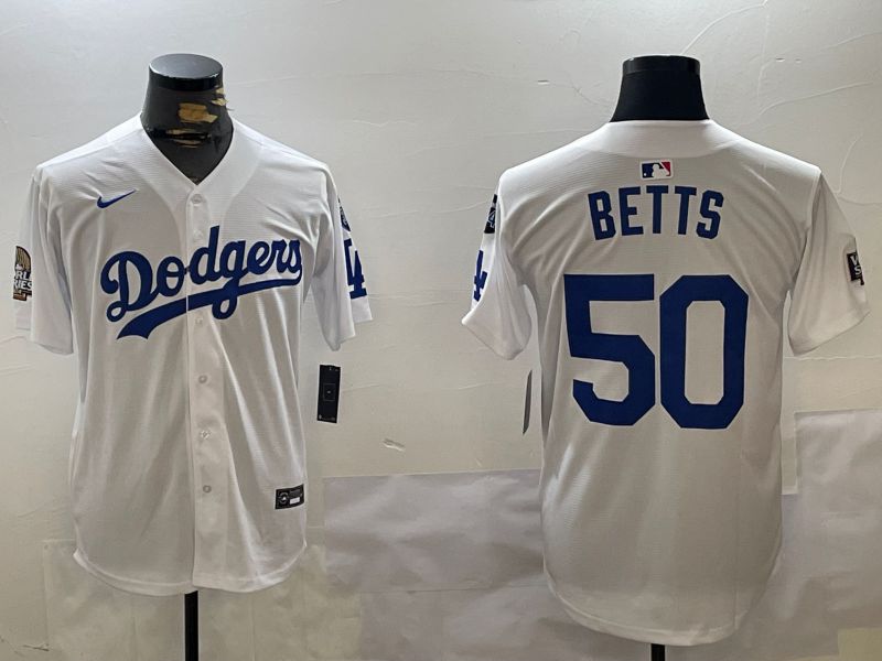 Men Los Angeles Dodgers 50 Betts White Game 2024 Nike MLB Jersey style 1120